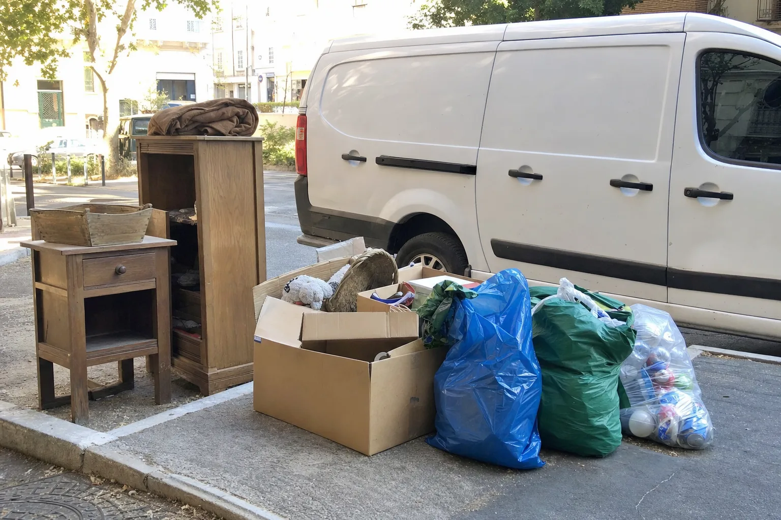 Tri d'un débarras en trois lots : meubles à revendre, dons et recyclage